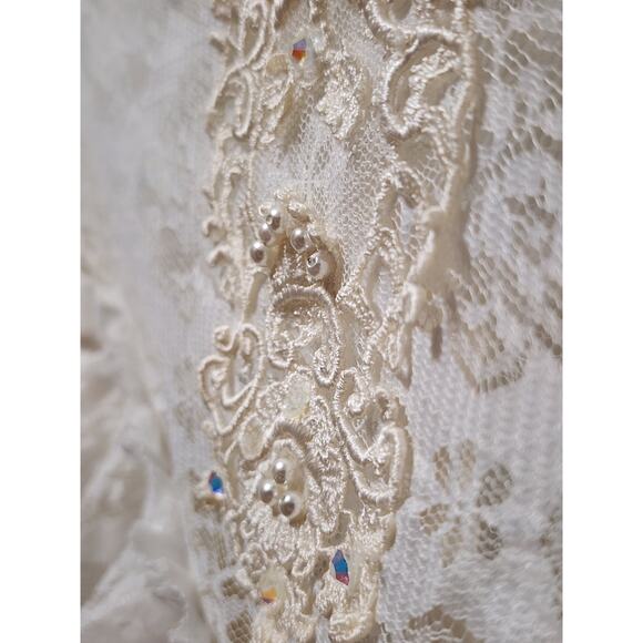 Vintage 60s 70s Victorian Ivory Bridallure Laced Wedding Dress Size 5 With Train - Picture 4 of 15
